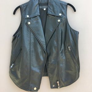 Faux Leather Moto Vest